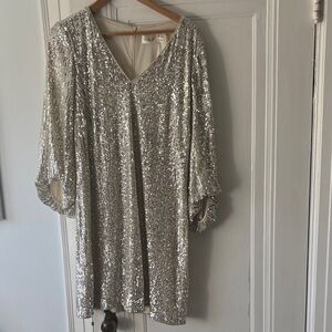 Eliza J Elegant Silver Sequin Dress EUC Sz 14